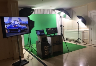 Set for a Green wall photoshoot