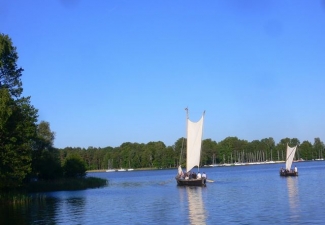 Ancient boat sailing